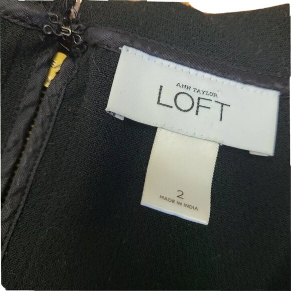 Ann Taylor Loft Dress Womens Size 2 Solid All Black Sleeveless with Pockets - Picture 2 of 4